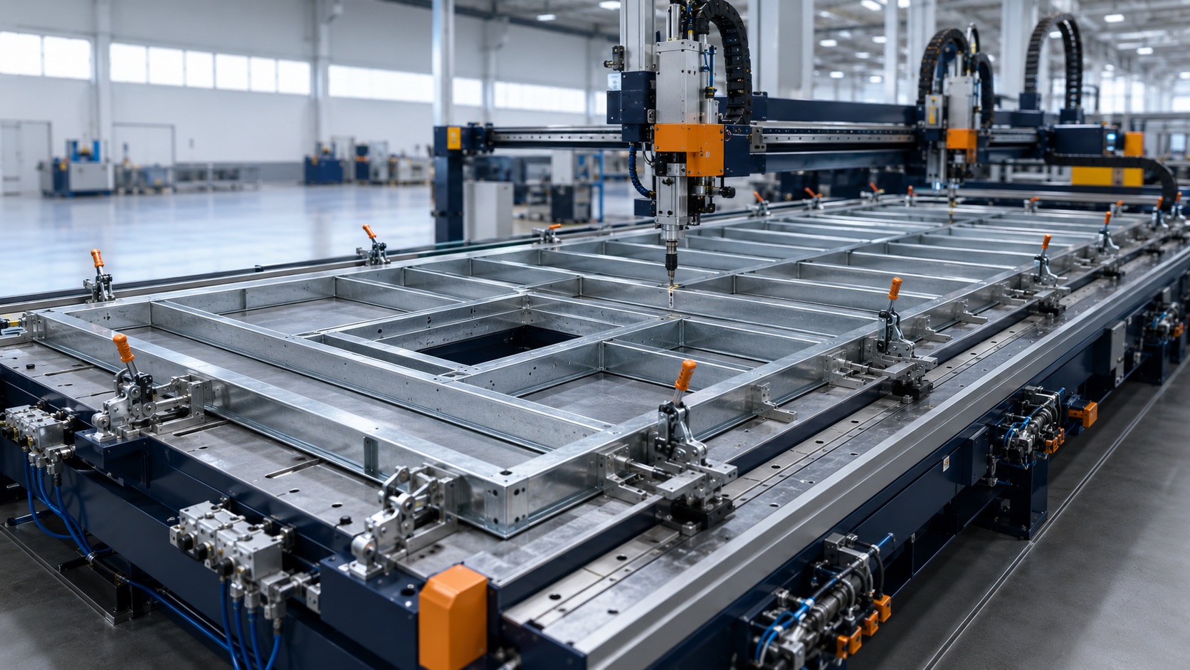 Automated station assembling a wall panel inside the RovoSmart factory